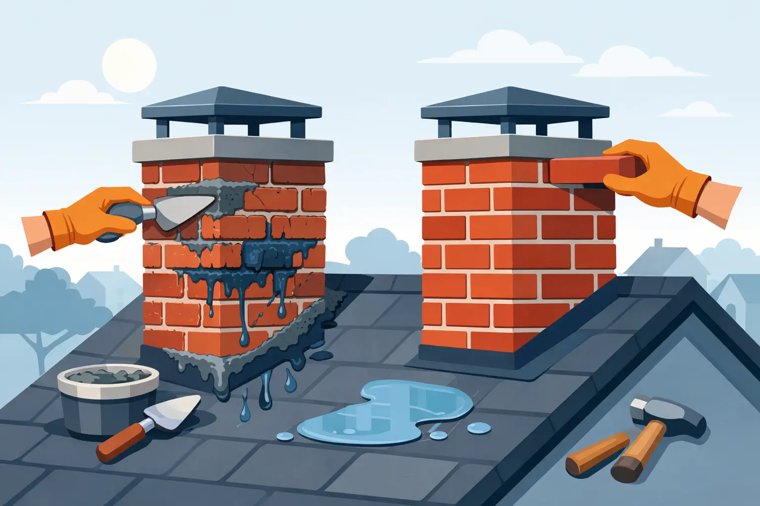 How to Repair Water-Damaged Chimney Bricks