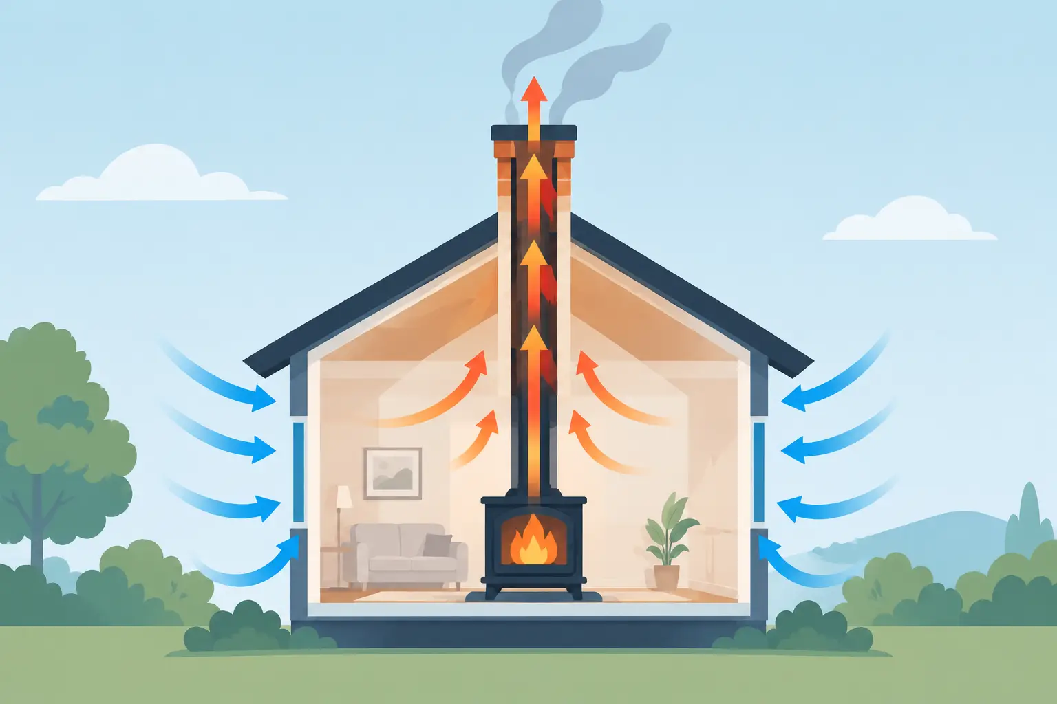 Chimney Draft Versus House Pressure Explained
