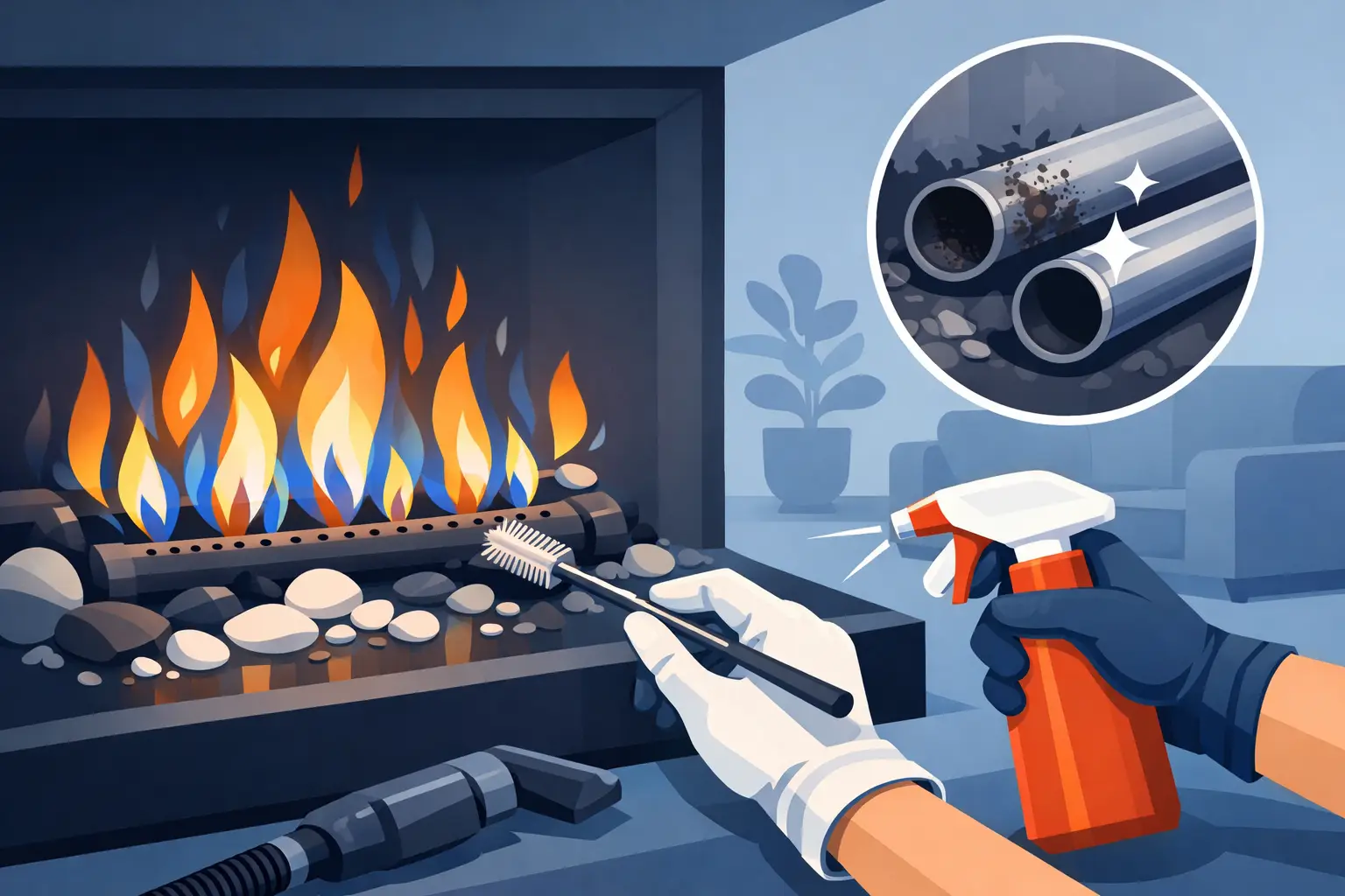 Gas Fireplace Burner Cleaning for Safe Heat